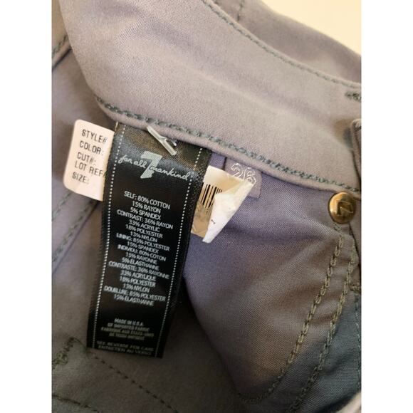 7 for all Mankind Womens 26 Jeans Malhia Kent Metallic Silver Coated Gray Slim - Picture 8 of 10